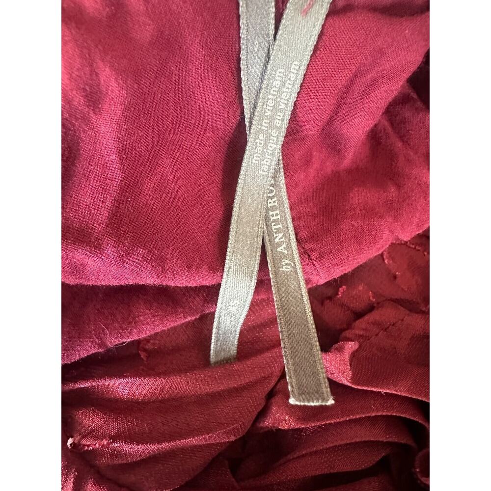 by Anthropologie Toulon Pleated Mini Dress Boho Holiday Burgundy Maroon Size XS - Picture 3 of 12